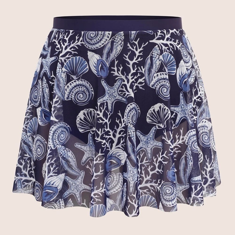 BloomChic Plus Size 3XL Marine Elements See Through Split Side Swim Bottom - Picture 4 of 7